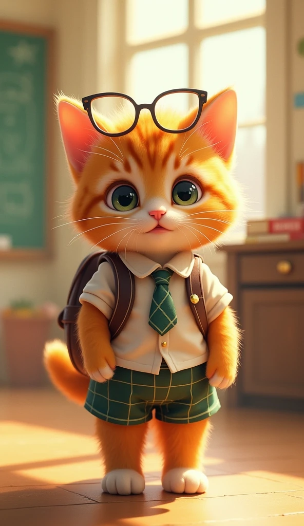 cute kitten wearing a school uniform