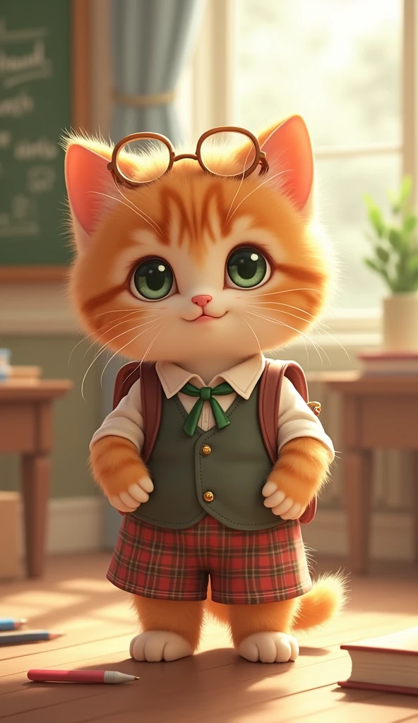 cute kitten wearing a school uniform