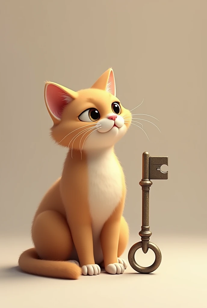 The cat is next to the key
