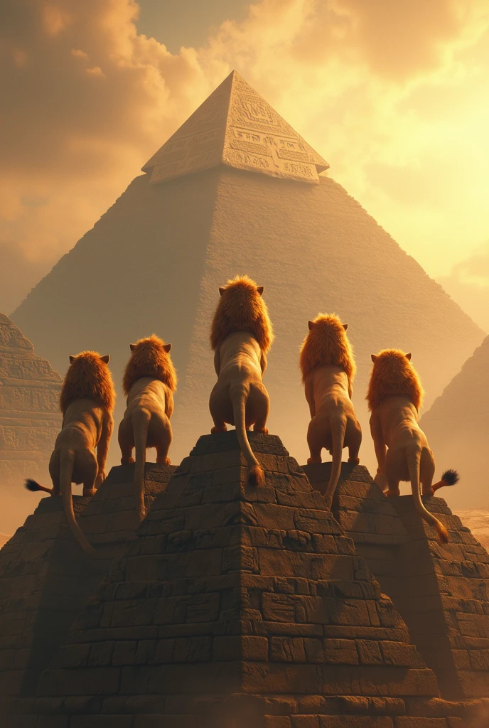 5 lion back side pyramids