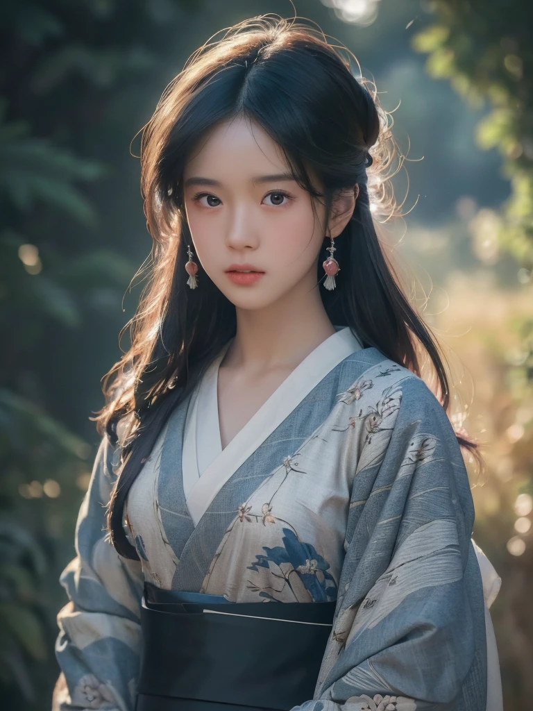 ((Highest quality, 8k, masterpiece: 1.3)), Sharp focus: 1.2, (Super beautiful face: 1.0), (Glowing Skin: 1.0), Realistic photos, Black Hair, Realistic students, Cinema Lighting, Highly detailed eyes and face, Cinema Lighting, (Cowboy Shot: 1.0), (kimono, In the same way, heart: 1.15), (Cute Korean Actresses), Originally, classic kimono,