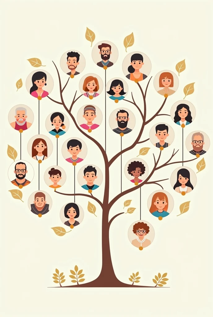 Create a Family tree where the left side has 13 members and on the right side has 6 and at below part has 3
