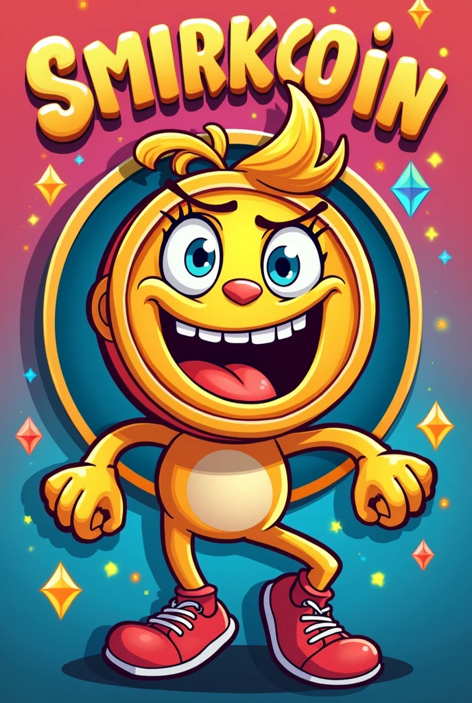Cartoon, meme coin called smirkcoin ,make it look nice like breet smirkcoin
