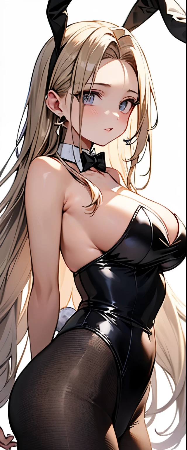 forehead:1.5、(((forehead:1.5、white blond hair:1.5、super long hair:1.5)))、((forehead:1.5、Standing、Long eyelashes、Earrings、Earrings、bunny suit:1.5、playboy bunny:1.5、Bunny ears:1.5、black leotard:1.5、 black pantyhose:1.5、angle shot:1.5、Gal:1.5、frontal face:1.5、frontal body:1.5、A calm face、Purple Hair:1.5、Northern Europe、White、beautiful girl:1.5、White background、cute、Young、True Face、Shiny Hair、whole body))、overweight:1.5、masterpiece, best quality, ultra detailed, hyper detailed, beautiful, woman, medium shot, from front:1.5, leaping figure composition, midday, in focus with blurred background、 highest quality, figure, super detailed, finely, High resolution, 8k wallpaper, Perfect dynamic composition, detailed and beautiful eyes, Deco out,bionde, big breasts, Natural color lip,white background, random cute poses