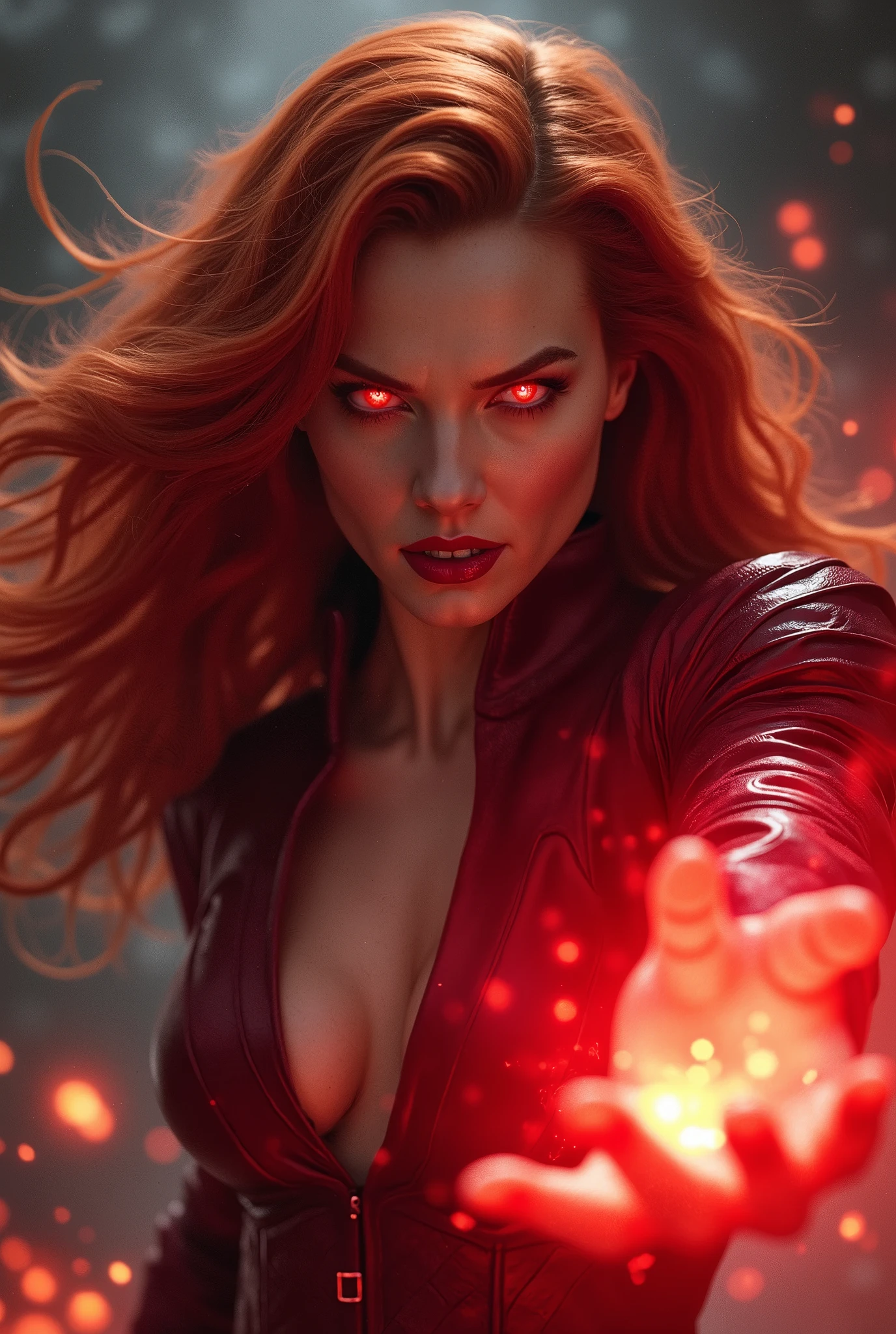 Character Scarlett witch from marvel universe, dark ness, Glowing scarlet eyes, , Very dark colors, Dark-light particles,  Mshiff, Wallpaper Art, UHD wallpaper