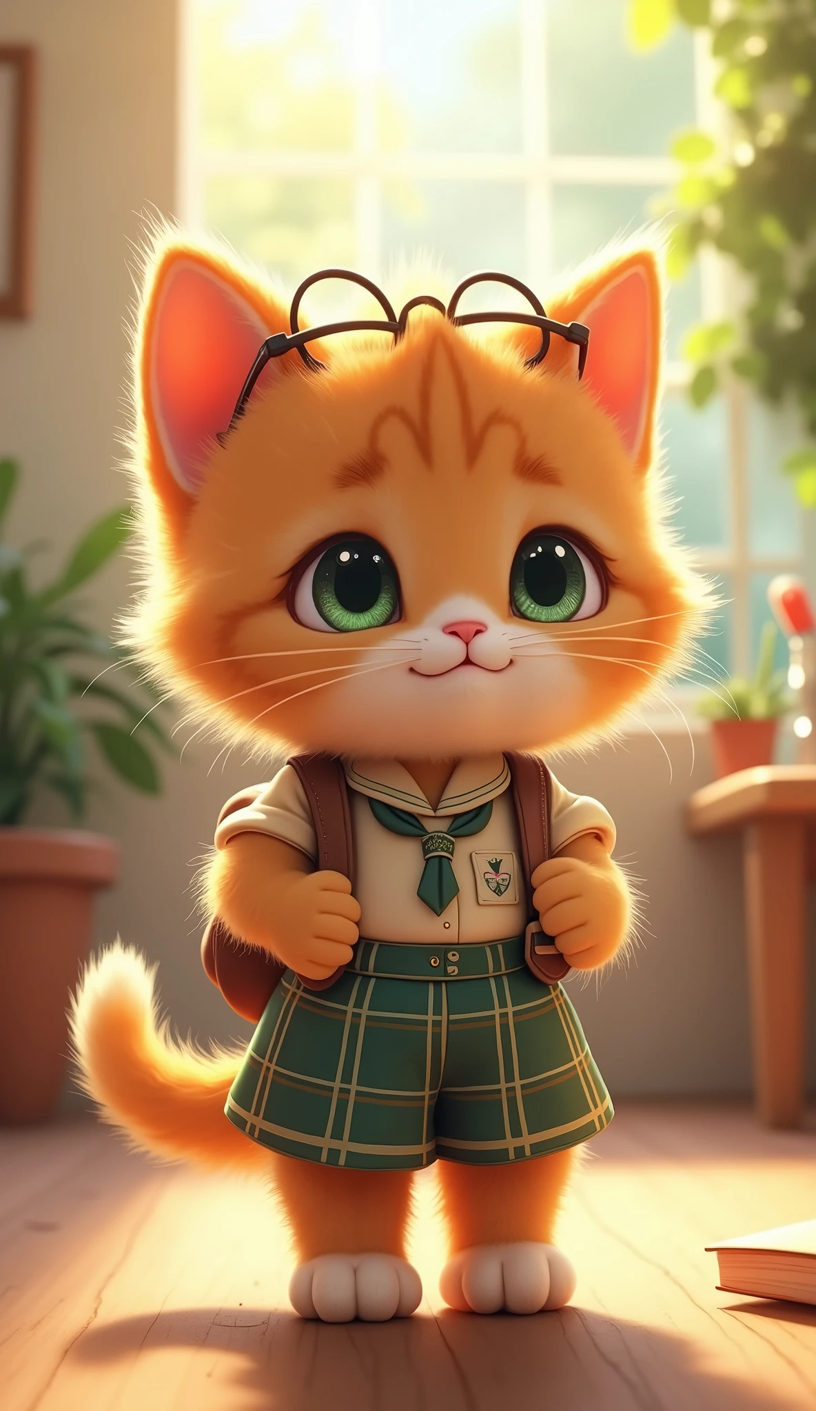 cute kitten wearing a school uniform