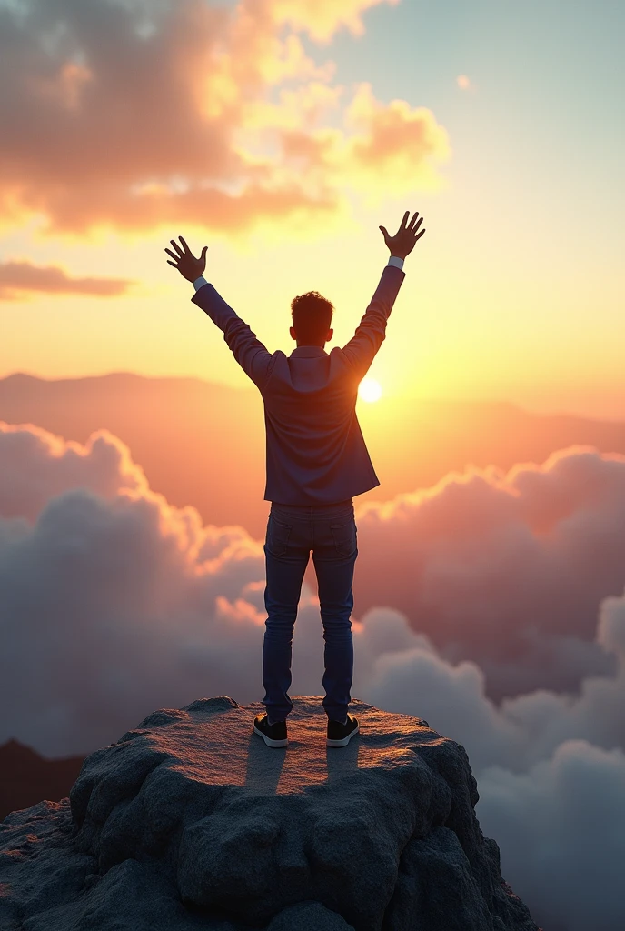 Success and Achievement:
A person standing proudly with arms raised on a podium or at the top of a mountain, celebrating success.
An entrepreneur in a modern, stylish office with a team, showing the fruits of hard work and achievement.