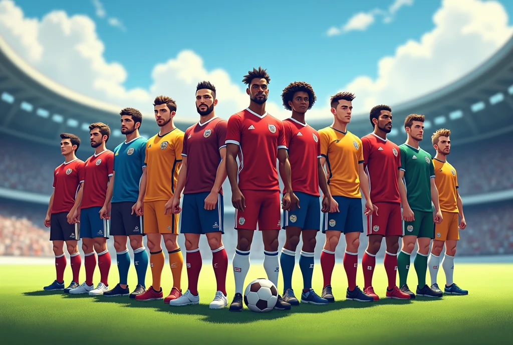 A team of 11 players standing side by side