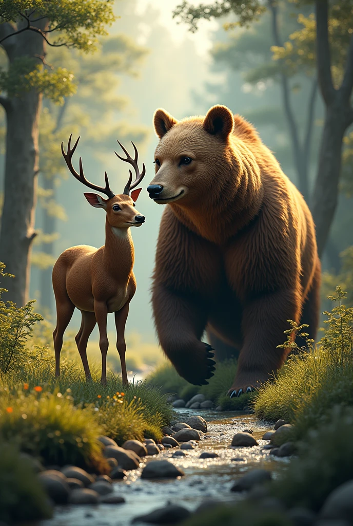 Wild Dear and bear together 