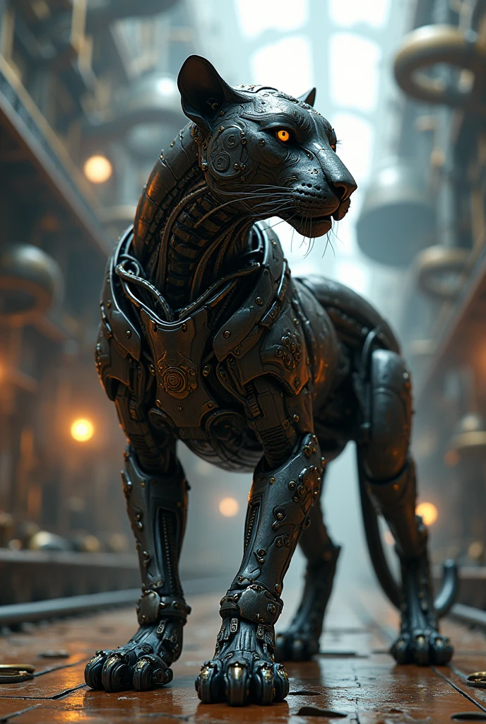 Humanized panther made of gears