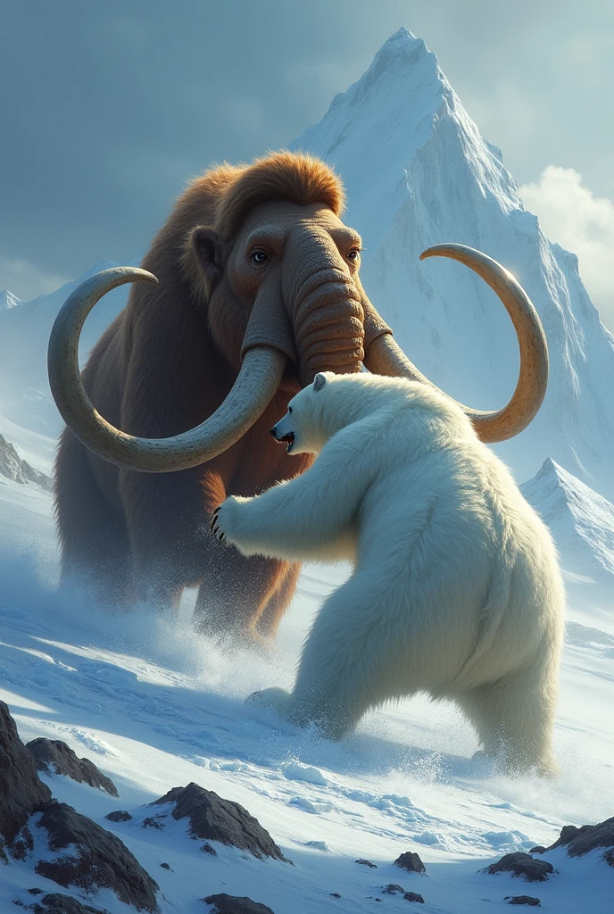 Mammoth vs white bear killed