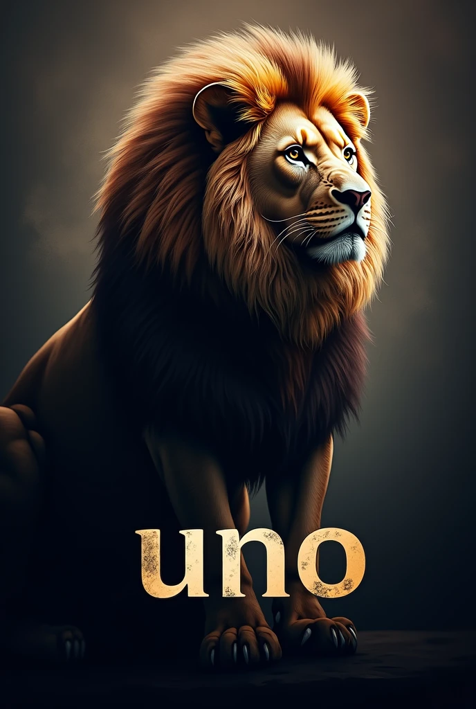 (152 x 152) logo with the name UNO. with a shadowed lion in the background(realistic) lion with original