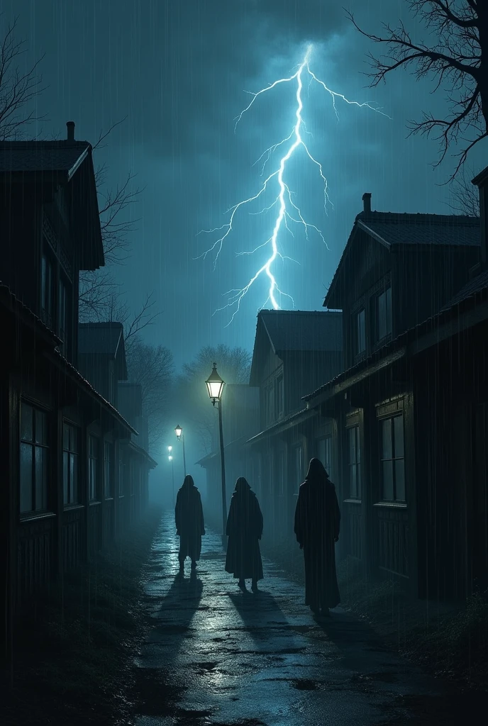 Full rain night village horror no lights