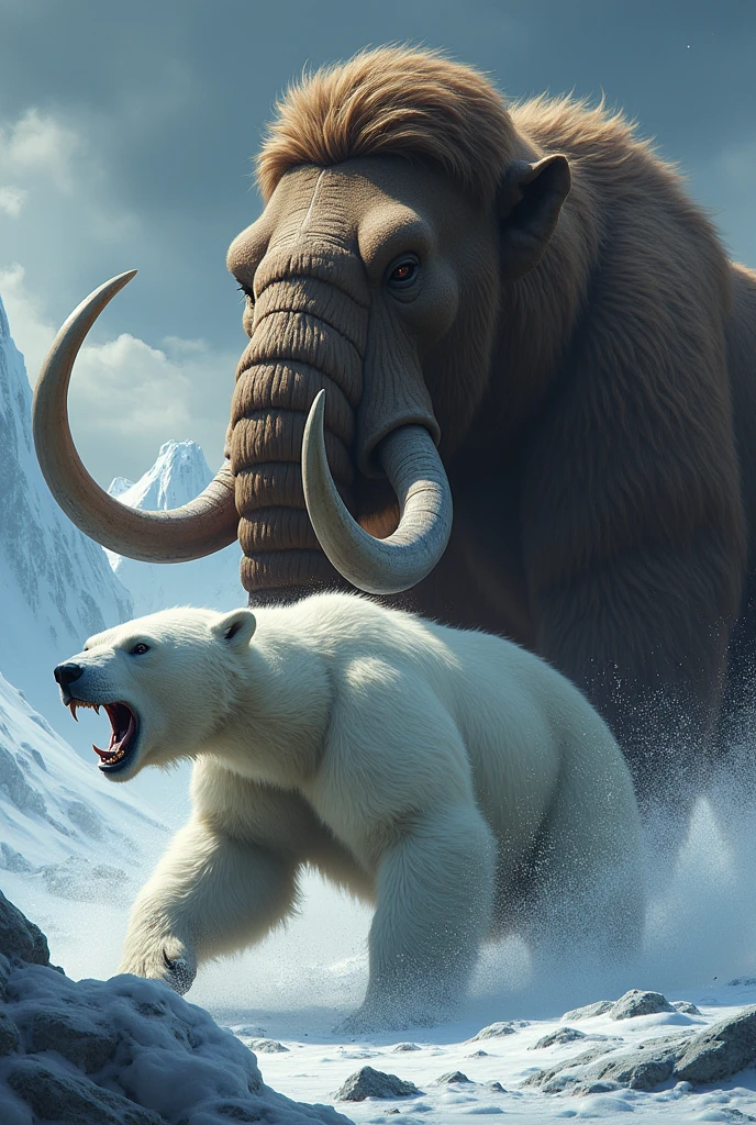 Mammoth vs white bear killed other