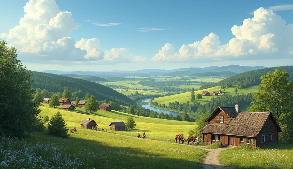 8K,k hd,CG,Complex textures,Complex scenes,Large depth of field,bird's eyes view,The rising sun,Farm dwellings,Morning mist,uni,lakes,SUV,tenten,A man is fishing