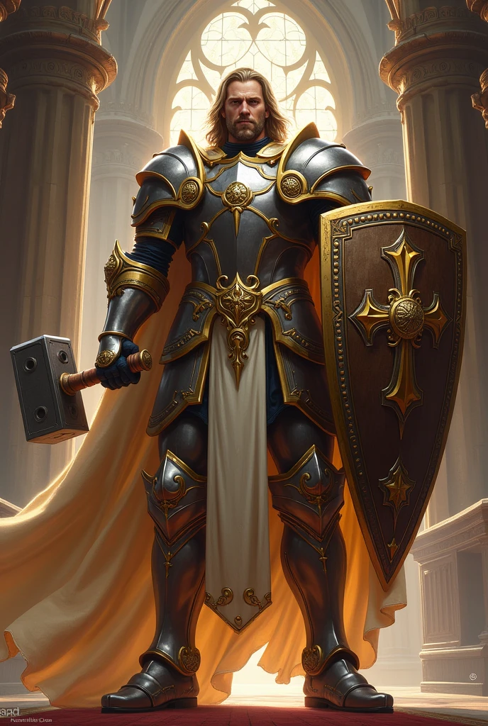 Paladin with warhammer and shield
