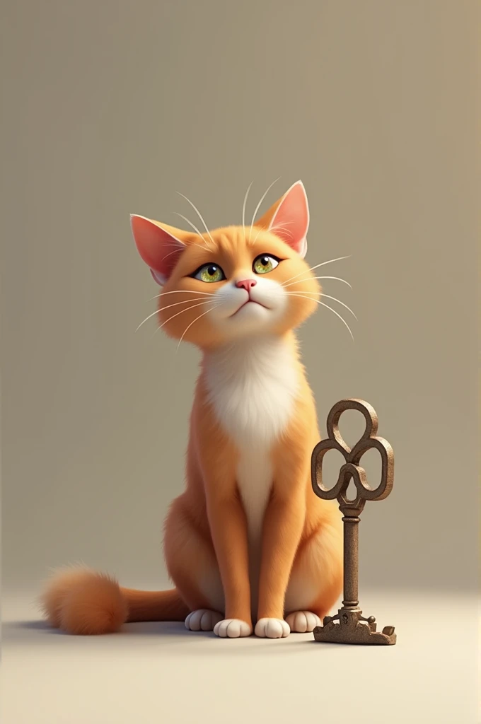 The cat is next to the key 
