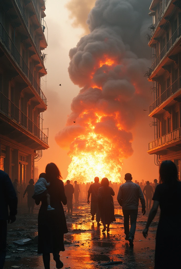Gas cyclinder blast in a building affecting people especially kids