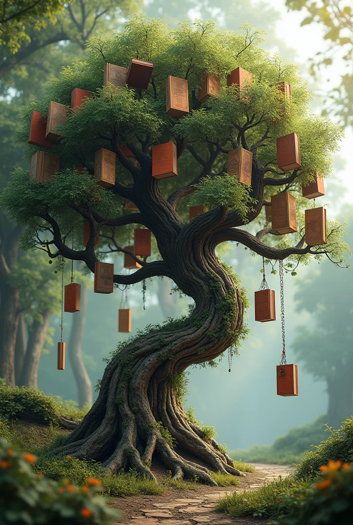 The design of the tree from which 30 books are hanging