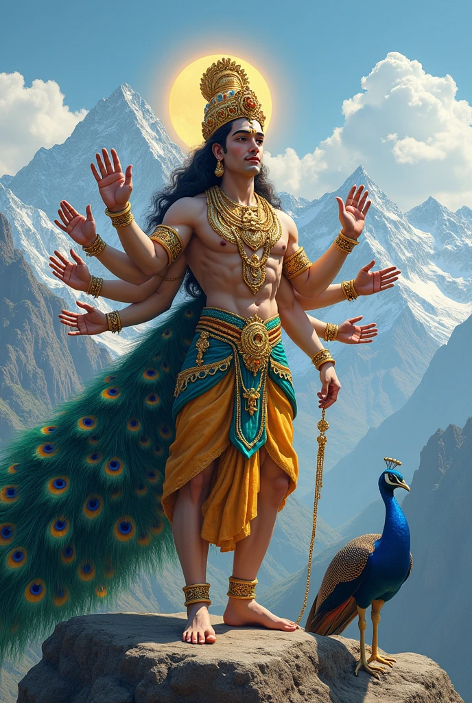 The beautiful Latu Murugan should be accompanied by the peacock and the mountains behind him