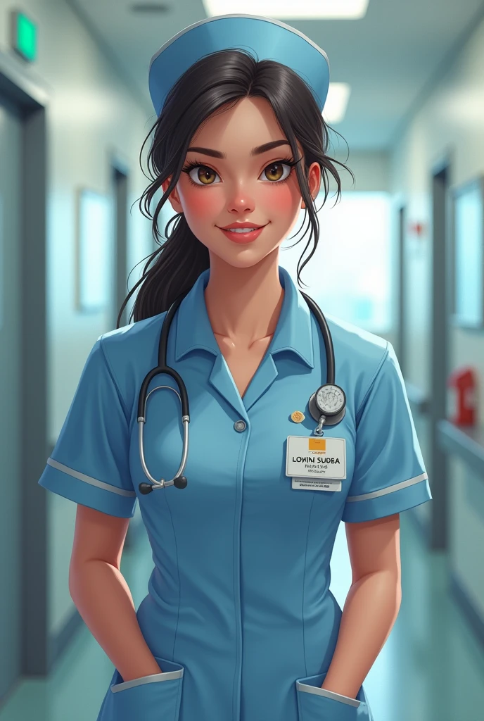 A girl who is a nurse and in her tag their clearly showed named lojina Subba