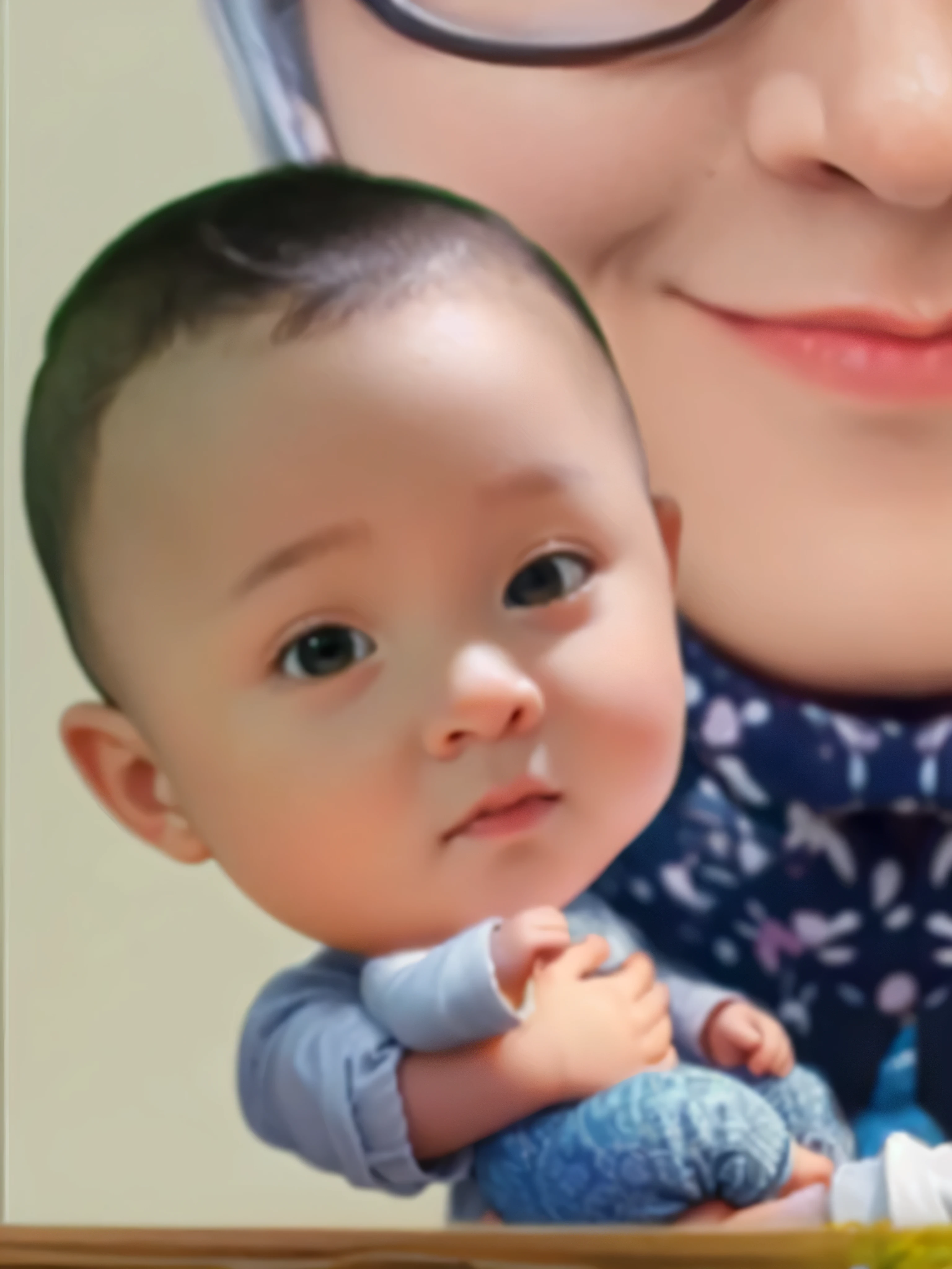 a close up of a A baby boy is being carried by his mother, full protrait, realism artstyle, inspired by Nil Gleyen, nft portrait, fanart, portait photo profile picture, kawaii realistic portrait, in cartoon style, inspired by JoWOnder, protrait, high quality portrait, sakimi, inspired by Kim Jeong-hui