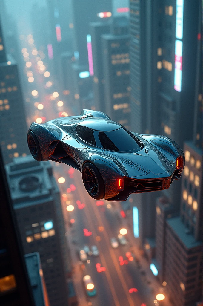 A car flying through the night
