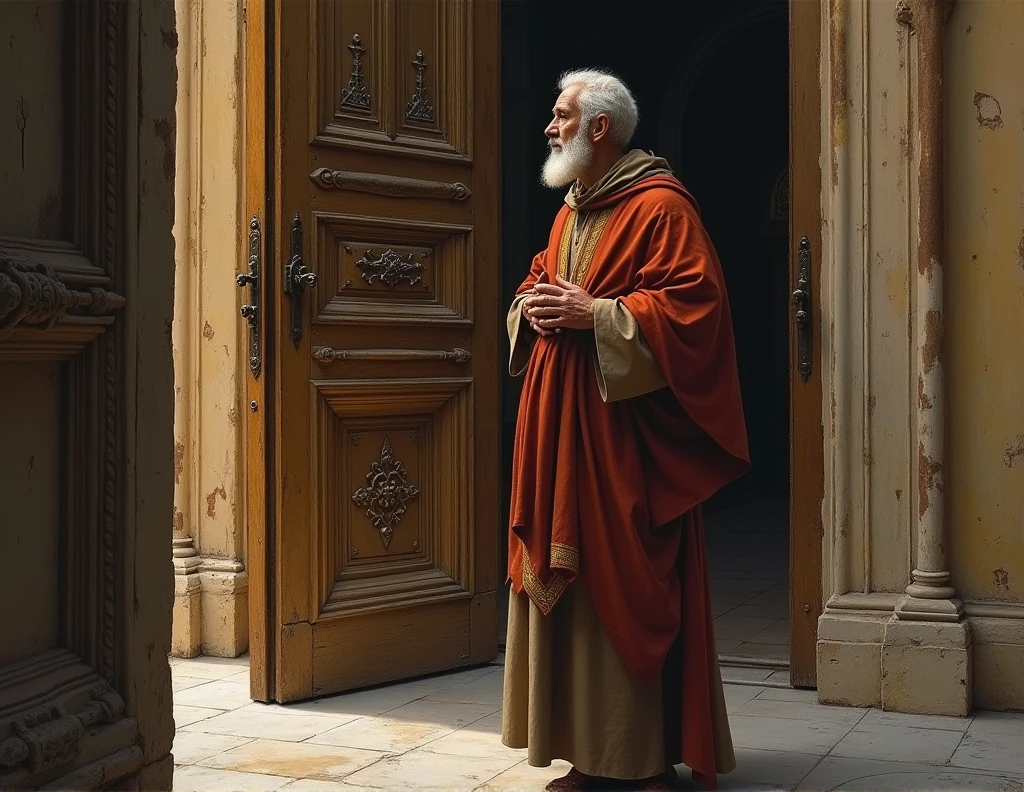 Saint Augustine of Hippo at the church doors