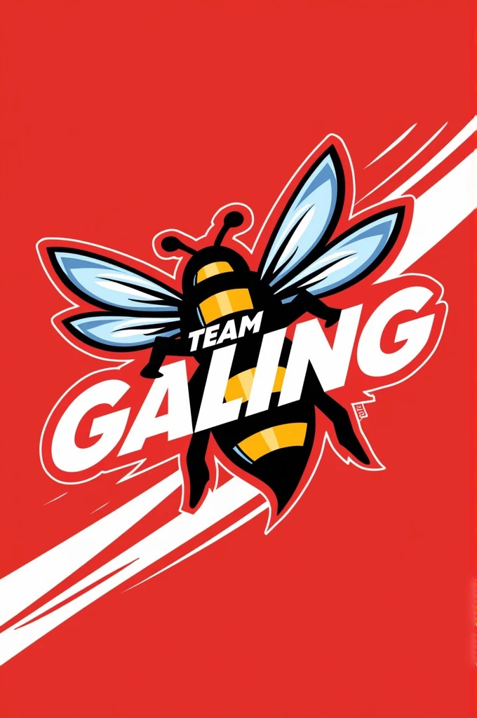 Create a banner with a name of team galing and a logo of a bee with a color design of red and White