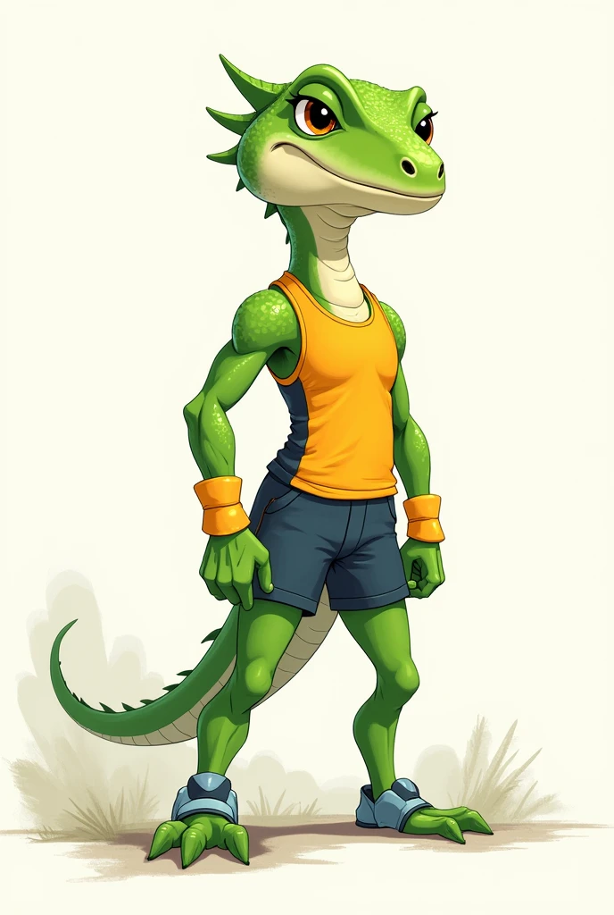 A lizard animal in sportswear in drawing format 