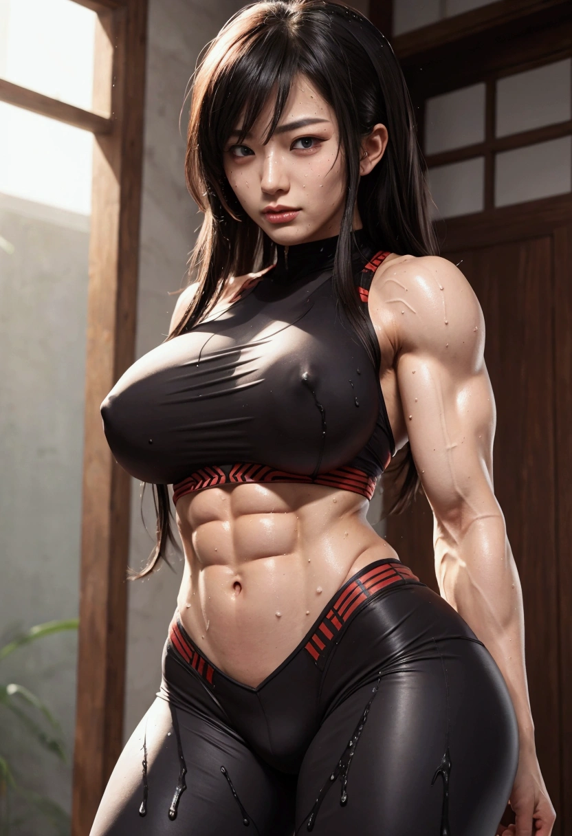 Muscular, sweaty, bodybuilder,
