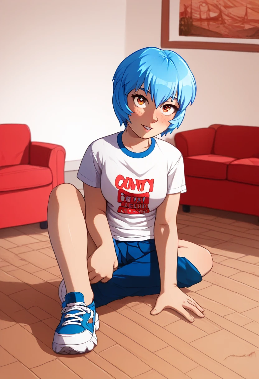 anime girl with blue hair sitting on living room floor, High Resolution Commission, Ross Tran style, 2d art, 2d art, extremely detailed artgerm, OK commission, rei ayanami, from surveillance, Lois van Baerle and Rossdraus, artgerm style, Loisch |, Short blue haired woman, ayanami