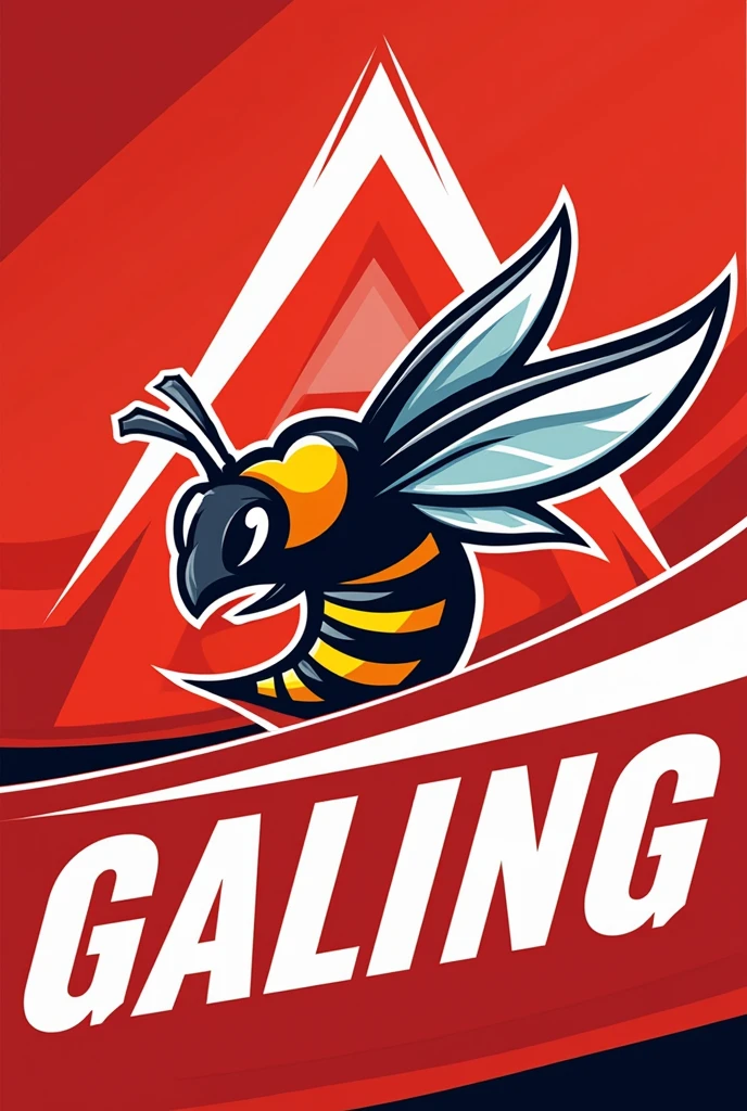 Create a banner with a name of team galing and a logo of a bee with a color design of red and White