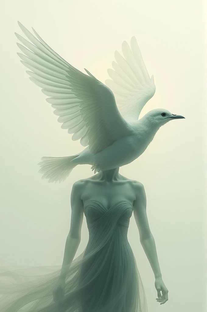 Image that abstractly combines the human and the bird and that the image represents the loss of stress