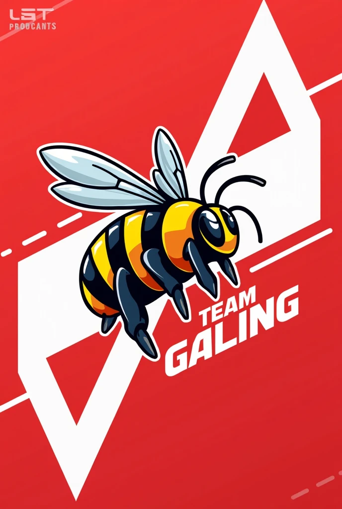 Create a banner with a name of team galing and a logo of a bee with a color design of red and White