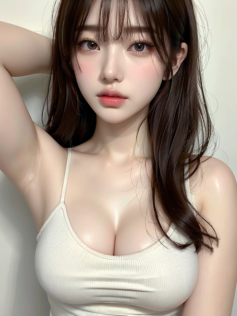 Highest quality、Ultra-high resolution、(Realistic:1.4)、((Full nudity))、Beautiful Eyes、Beautiful breasts、Realistic skin texture、Thin pubic hair、NSFW, 8K quality, 8K Ultra, 10x more pixels、Highly detailed cute face、Detailed lips、Detailed eyes、double eyelid、Natural Makeup、（Kind eyes）、((cute))、Perfect balance、Short Hair、((Very soft breasts))、((Realistic skin type))、((Realistic Skin))、(Saggy breasts)、((Sense of presence))、(Very realistic)、((Sweaty body))、((I&#39;ll make you feel good with sexual service))、You can ejaculate、I was able to ejaculate a lot、I&#39;ll be gentle