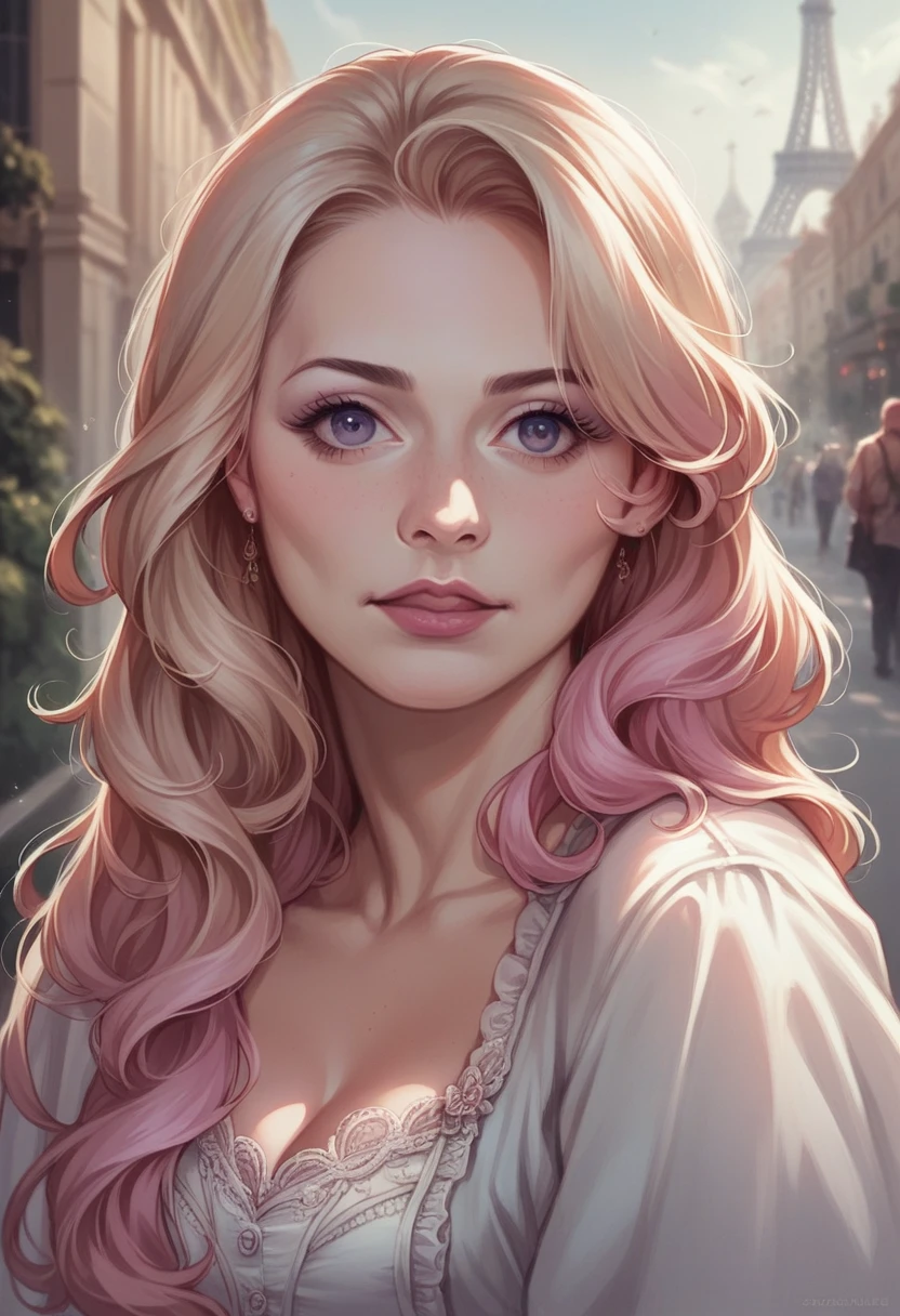 belle femme , photo realistic , a paris , soft lighiting , vibrante couleurs , souriante
