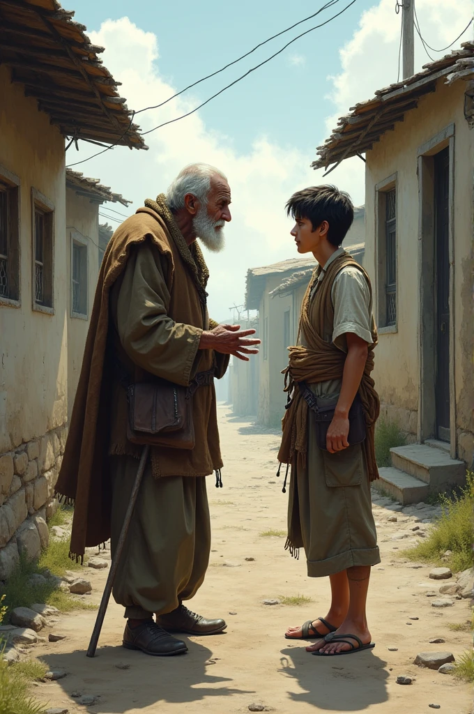 One day, a young man went to the old man with his companion."

