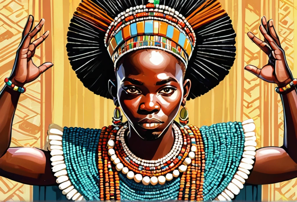 Mulher africana, reggae, realeza, antigo Egito, joias reais, extremamente detalhado, obra de arte, riqueza em detalhes, Very high image definition, 16k, As much creativity as possible