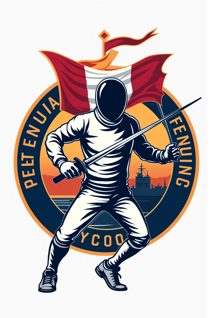 Create a logo for the Peruvian Naval School's representative fencing team