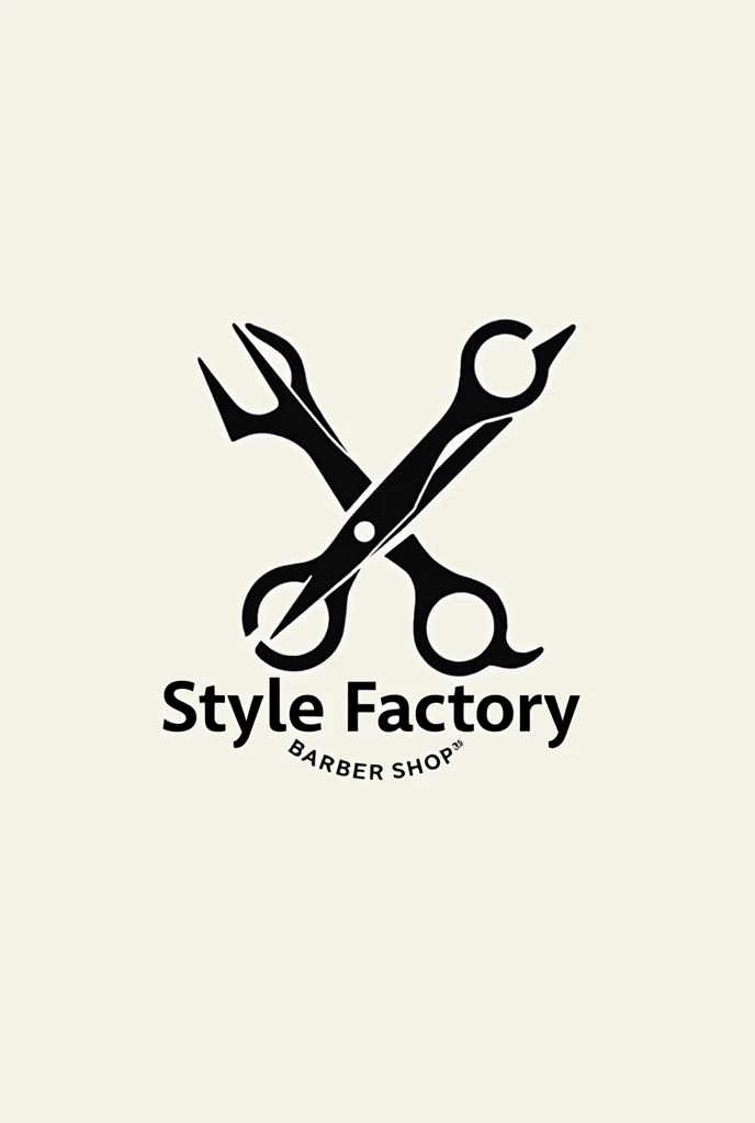 Logo for a barbershop with the name "Style Factory" that is creative and fresh for young people