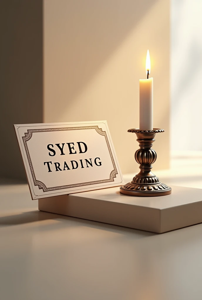 A stylish name on the card " syed trading " with candle stick