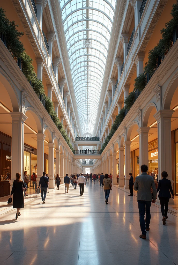 Create an image of the Islazul shopping center in Madrid inside in a realistic style, even more realistic