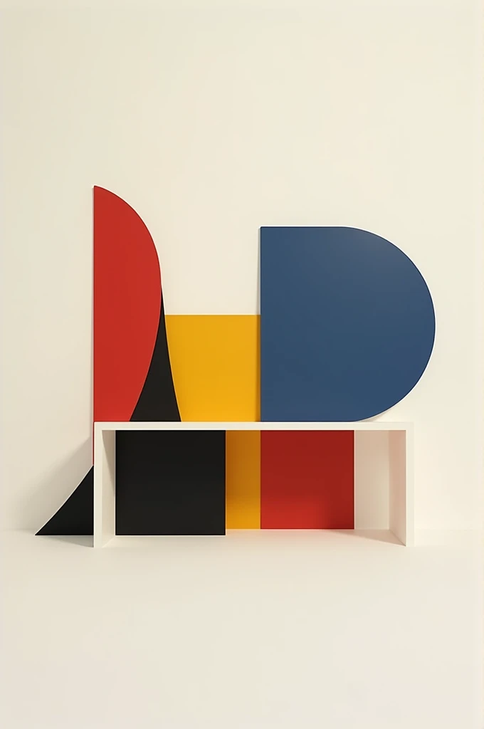 Create a minimalist piece of furniture based on the aesthetics of the De Stijl artist