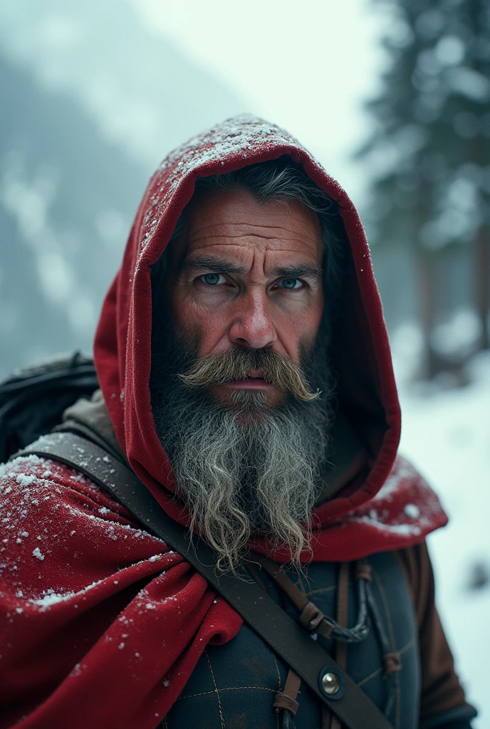 Templar knight bearded mountain man surprised that actual war is even more brutal than in his time. New York Devastation, 3D effect ultra-detailed intricate insanely full HD resolution 4K ultra-realistic, ultra detailed, photorealistic digital painting cinematic film light, expressive eyes, an image of a bearded mountain man in a red hooded robe with mountains in the, Kerembeyit, a character portrait, fantasy art, sean harris wizard, viking and templar aesthetics, closeup portrait of an mage, picture of a male cleric, from witcher (2021), epic character portrait, 3D effect ultra-detailed intricate insanely full HD, golden ratio, volumetric modeling, spotlight embroidery, accents masterpiece, Art photography by Jock Sturges Camera: Alsaphot Le Cyclope 105mm f/4.5 with Ilford Delta ISO 400 film.. The 3D effect is so ultra-detailed that every pore, and every line of expression.bearded mountain man wearing a hoodie in a snowy forest with snow on the trees,, epic fantasy character art, a character portrait, cyberpunk art 3D effect ultra-detailed intricate insanely full HD, full body portrait, hyperrealist artwork, photorealistic digital painting cinematic film light, expressive eyes, wearing a winter hat in front of a steampunk aesthetic snowy mountain range, a character, portrait, photorealism, cg society contest winner, 8k artistic portrait photography, cinematic realistic portrait, highly detailed vfx portrait, cinematic shot epic portraits, portrait of a rugged ranger, portrait of an adventurer, adventure, beard gray, an image of a man in a fur coat on top of a snow covered mountain, a detailed matte painting, male polar explorer, combat and adventure photography, matte painting portrait shot, neanderthal people, hunter alone in the wilderness, wearing cave man clothes, (steampunk), (cyberpunk aesthetic), (retrofuturism, atompunk), heroic proportions, inside trunks cabin, campfire, , western, wild west, low-angle shot, dramatic angle, extreme angle shot, epic fantasy