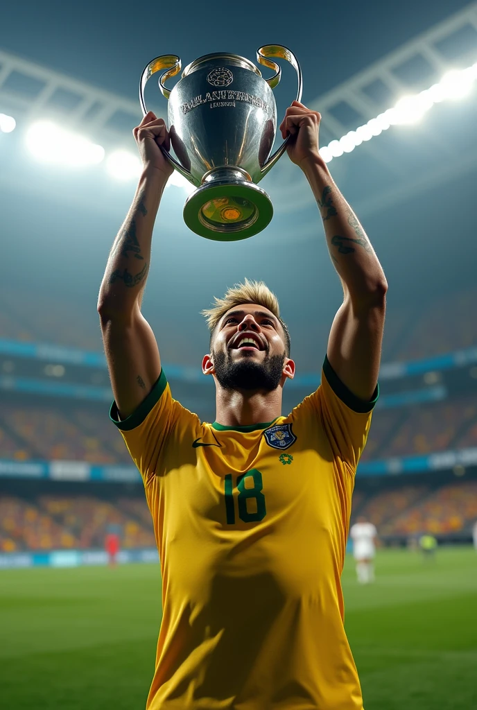 neymar com taça da champions 