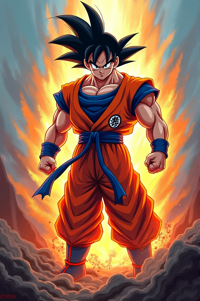 An image of goku in ibid paint painted