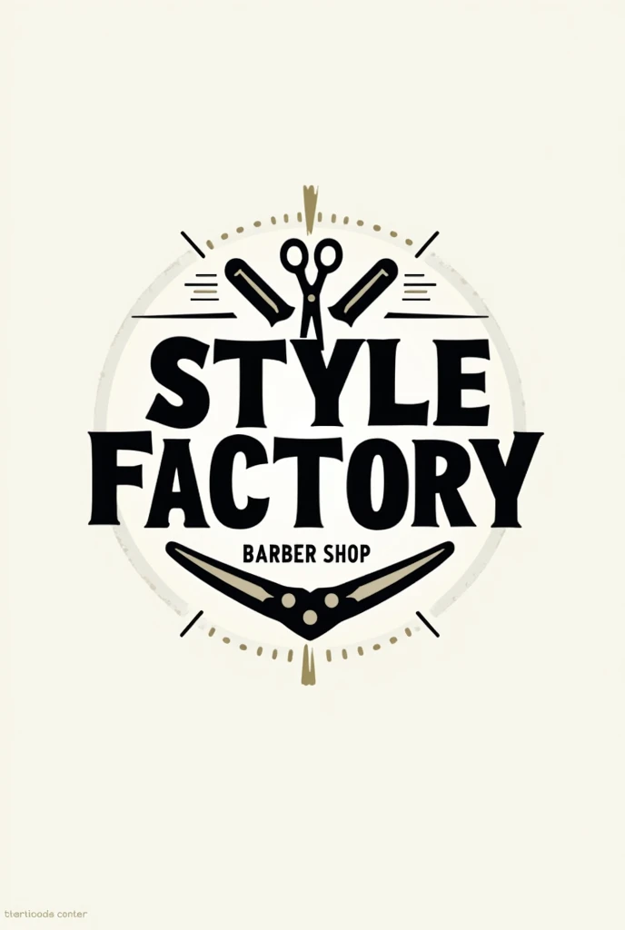 Logo for a barbershop with the name "Style Factory" that is creative and fresh for young people with abstract shapes and even more style