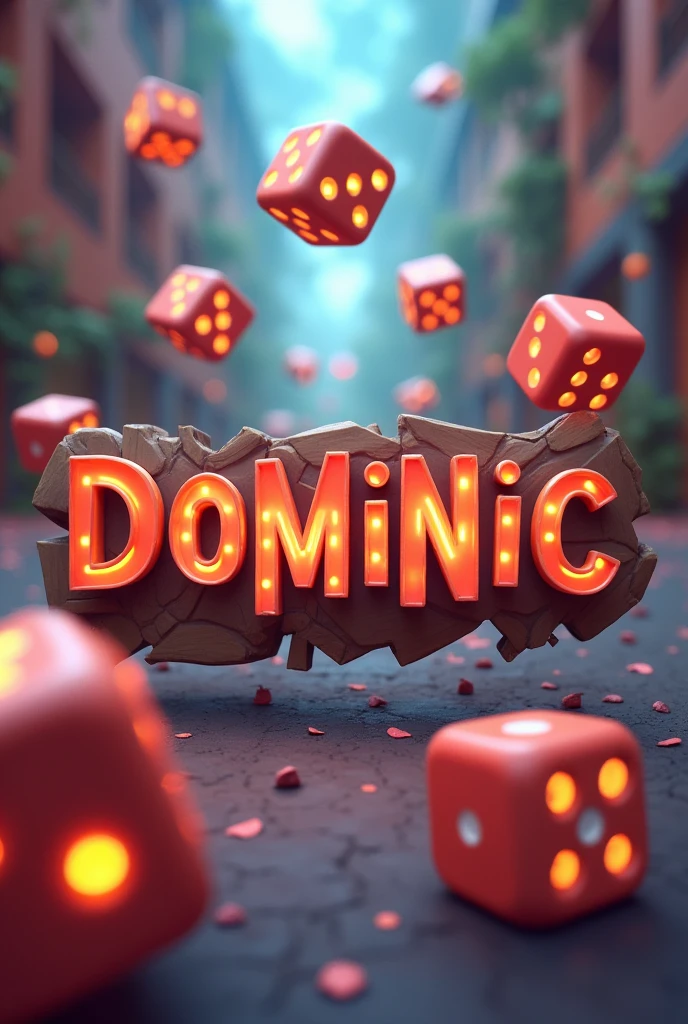 Dominic Name in Animated Dice Row for Boy