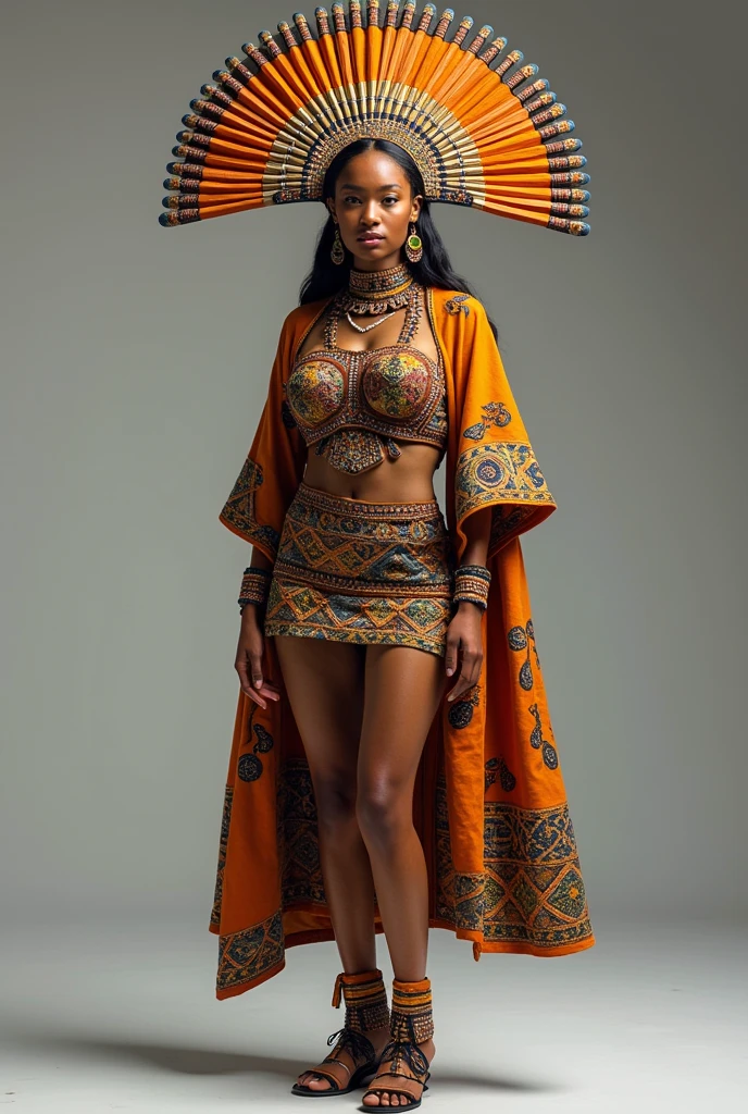 symbol with boss african texture strokes a young hero Cape Verde is and inspiring, de 20 anos, que personifica a rica cultura e identidade de Cabo Verde. Its unique and striking appearance fuses traditional and contemporary elements, representing a cosmic and tribal connection painted Drawing leaves tattoo style realistic image impressive logo - After an apocalypse, cabelo afro, caindo para frente, Rasta type but braided, bonita de com menos, estilo de roupa, no mesmo Estilo de cabelo, less Type of footwear, forte corpo inteiro, lindos, design fundo branco vision, plano completo, vista frontal, vista traseira, Estilo Art Vista de Corpo Inteiro ,Multiple views and poses, multiple points of view, de um corpo inteiro,design